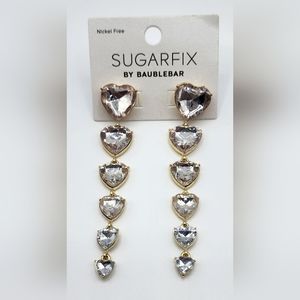 Sugarfix Gold Tone With Clear Descending Heart Shape Drop Dangle Earrings